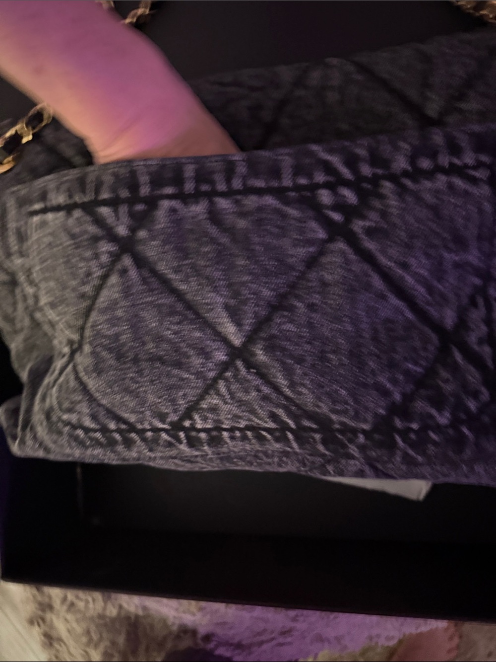 CHANEL Maxi flap Quilted Shoulder Bag in black denim‼️Read Description ‼️ - Picture 9 of 12
